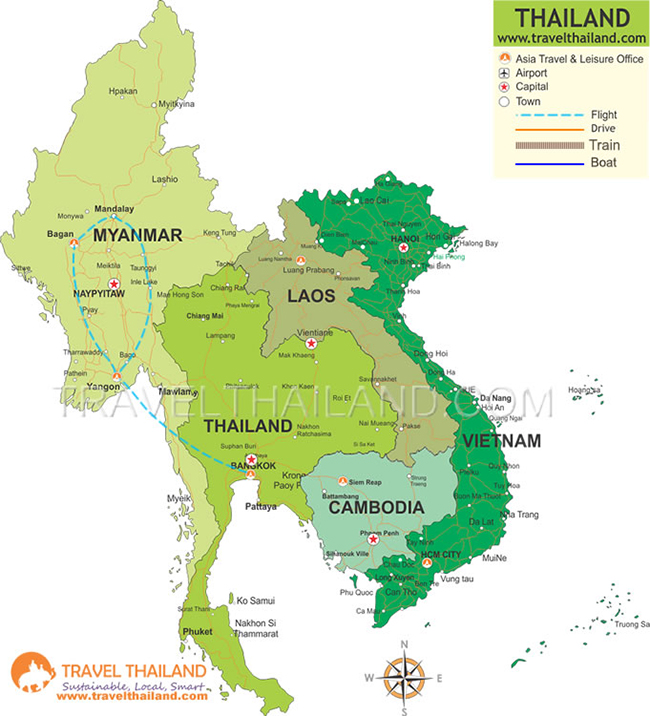 Authentic Thailand & Myanmar - 10 Days router map