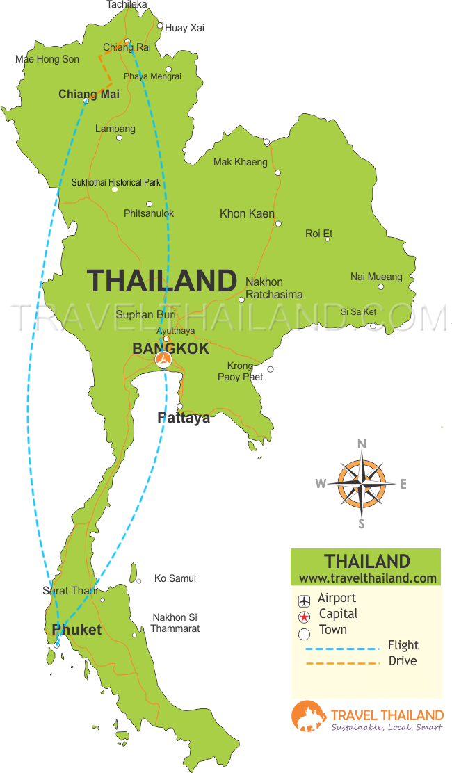 Thailand for lovers - 13 days router map