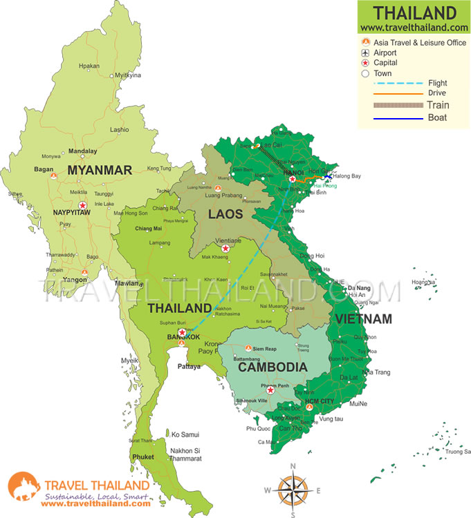 The Golden Road from Bangkok to Northern Vietnam router map